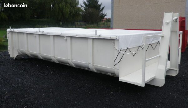 Benne TP ampliroll 10m3 long 5m50 avec 2 trappes