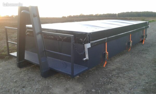 Benne TP ampliroll 10m3 long 5m50 avec 2 trappes